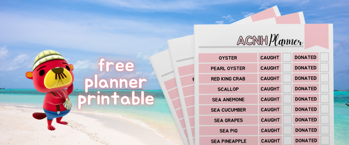 Sea Creature Donation Tracker Animal Crossing New Horizons Printable Planner Page Critterpedia Digital Download