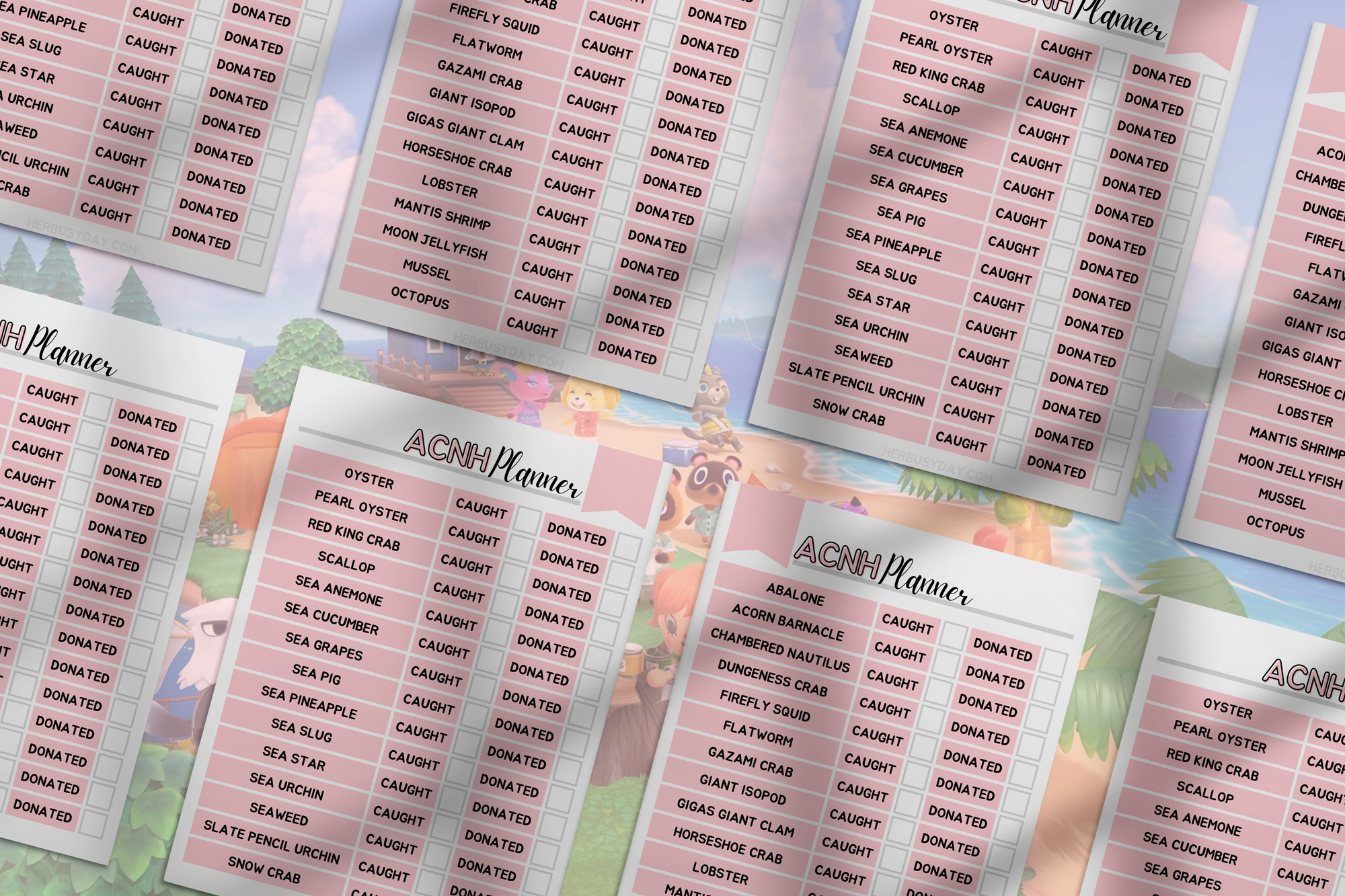 Sea Creature Donation Tracker Animal Crossing New Horizons Printable