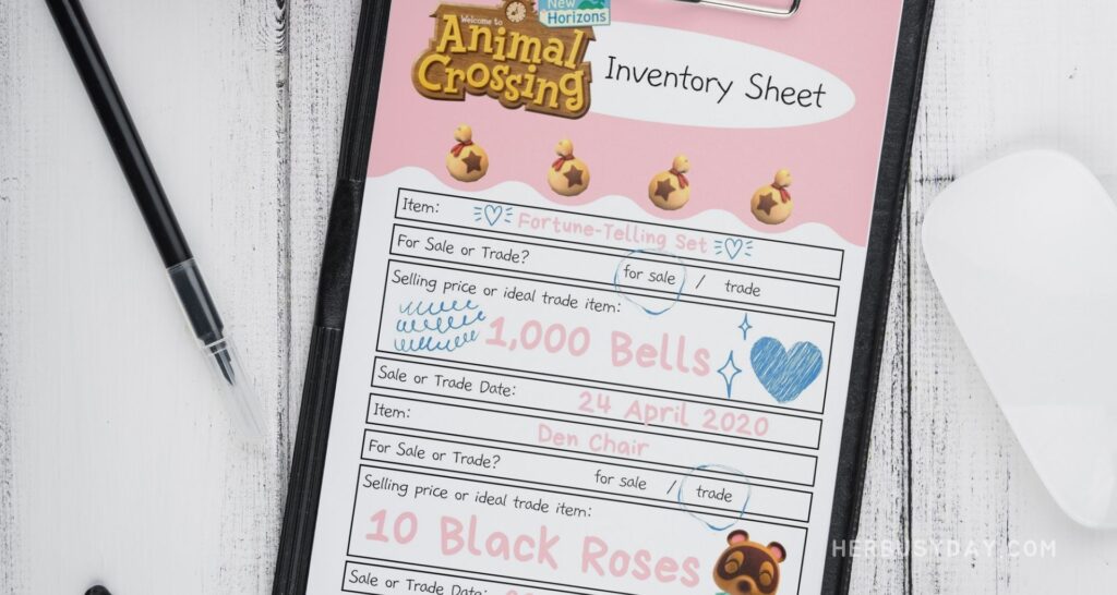 Animal Crossing New Horizons Selling & Trading Planner Pages - Her Busy Day