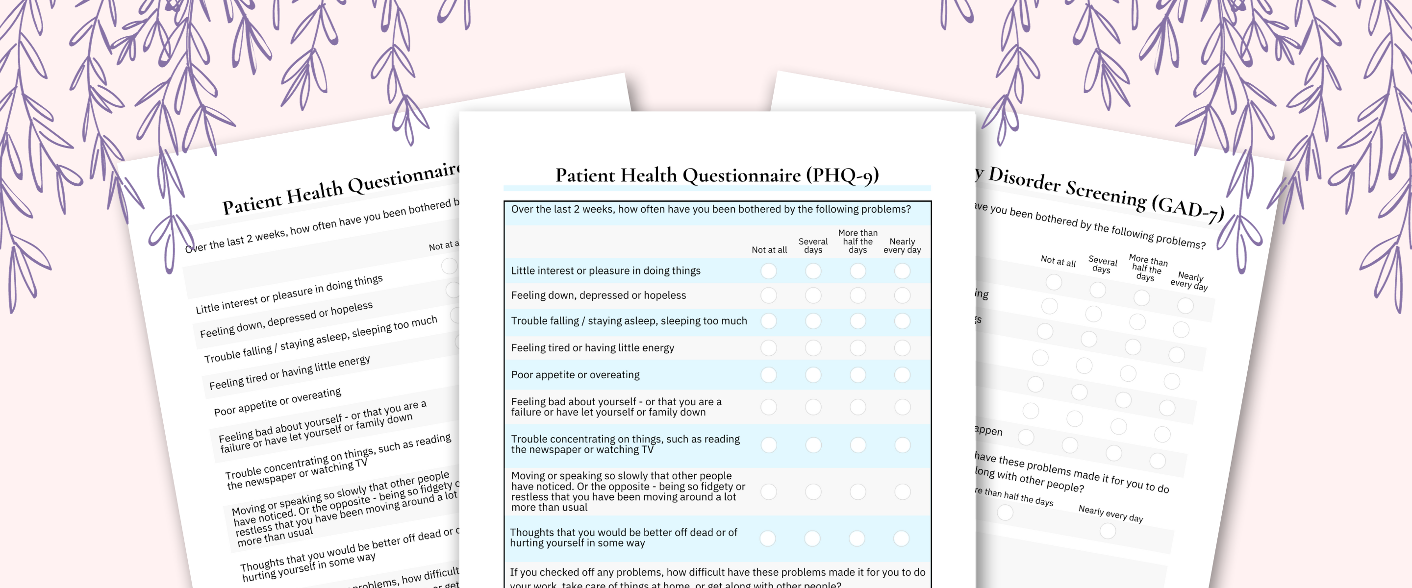 Free Mental Health PHQ-9 & GAD-7 Questionnaires – Printable Depression Anxiety Digital Download