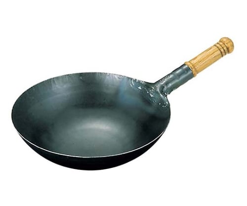 山田 鉄 打出木柄 中華片手鍋 24cm　0196900